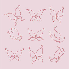 Set of line art butterfly tattoo