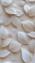 Seamless Abstract 3D Leaf Pattern Background with Dimensional Textured Foliage Design