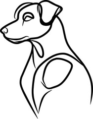 Dog head illustration. Line art of dog head for logo, graphic design