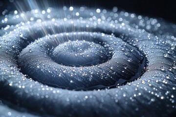 Fototapeta premium Dewy spiral pattern with sparkling light closeup
