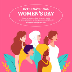 International Women's Day Social Media Background in Flat Cartoon Illustration Style