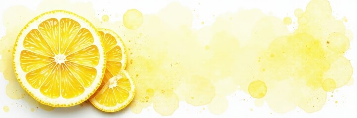 Delicate watercolor lemon halves, subtle texture, lemon, aesthetic