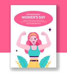 Flat Cartoon Illustration for International Women's Day Vertical Poster Design