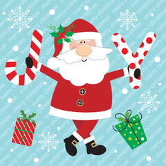 Christmas card with Santa and joy