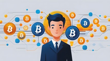 Illustration of Bitcoin Business and Digital Financial Technology