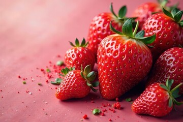 Deep crimson strawberry, soft edges, watercolor style , culinary, vibrant color