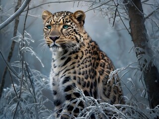 Majestic Leopard in Frosty Wilderness