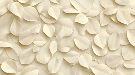 Seamless abstract decorative 3D leaves pattern background with neutral cream colors