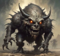 Fototapeta premium Illustration of dusty spooky monster