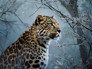 Majestic Leopard in Frosty Wilderness