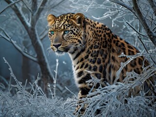 Majestic Leopard in Frosty Wilderness