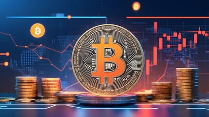 Illustration of Bitcoin Business and Digital Financial Technology