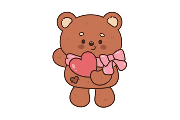 Cute teddy bear with heart, Valentines Day