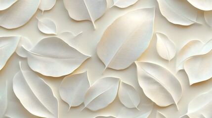 Seamless Abstract 3D Leaves Pattern Background with Soft Pastel Tones and Elegant Botanical Textures
