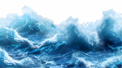 Blue Ocean Wave Splash Texture with White Background,generative ai