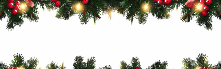Festive Christmas Garland with Pine Cones and Lights,generative ai
