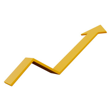 Yellow arrow graph business success 3d illustration