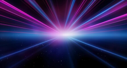Obraz premium Abstract background with blue and purple neon rays of light