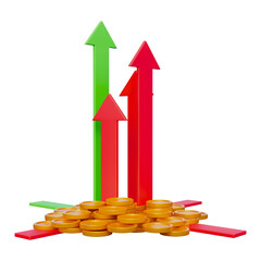 Arrow and coins business success 3d illustration