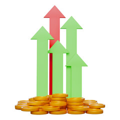 Arrow and coins business success 3d illustration