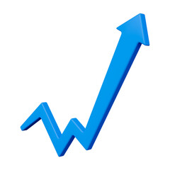 Blue arrow up business success 3d illustration