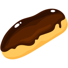 チョコレートがかかったエクレアのベクターイラスト。