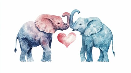 Obraz premium water color style valentine cute cartoon wild animal pastel