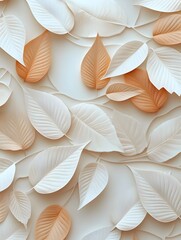Seamless Abstract Decorative 3D Leaves Pattern Background