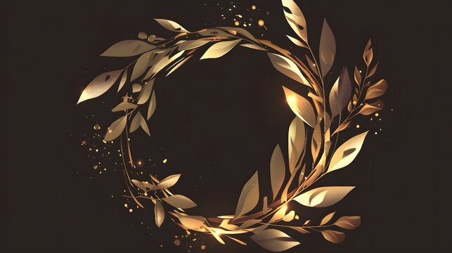 Elegant golden wreath design isolated on a dark background, adding a regal touch to any event