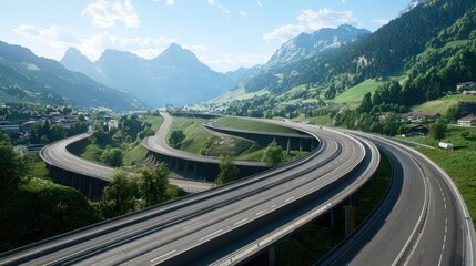 Winding Highway Through Mountain Valley