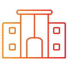 office building vector single icon with a line gradient style