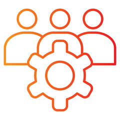 team management vector single icon with a line gradient style