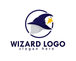 creative witch hat with star on the back , logo design