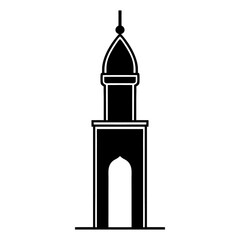 Mosque Minaret Silhouette for Architecture Graphic Projects