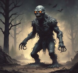 Fototapeta premium Illustration of dusty spooky monster