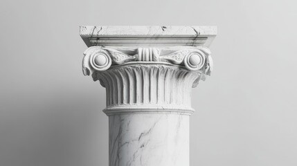 Elegant White Marble Corinthian Column with Intricate Details