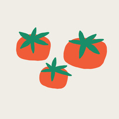Set Naive Various Tomato Cherry. Vegetable Pomodoro Collection. Hand Drawn Bold Vector Isolated Illustration