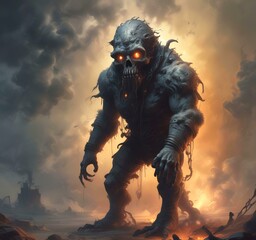 Fototapeta premium Illustration of dusty spooky monster