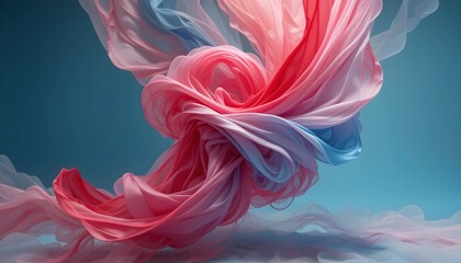 Obraz premium Abstract Flowing Pink and Blue Fabric Swirls with Smooth Texture on a Light Blue Background