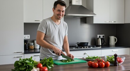 Man Cooking in Modern Kitchen