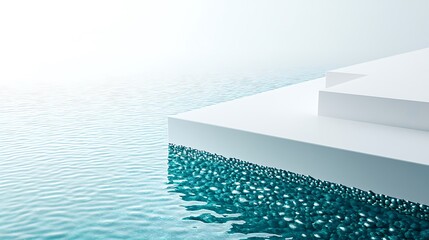 Obraz premium Minimalist White Platform Over Teal Water