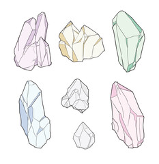 Vector set of Jewel gemstones. Jewelry crystal gems, Crystal jewels illustration icons set collection