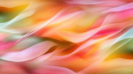 Abstract colorful wave patterns blending in soft hues of pink, orange, and green creating a serene backdrop
