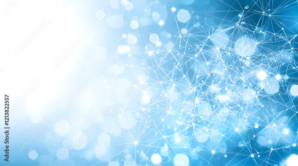 Poster abstract technology background featuring interconnected lines and dots in a digital network pattern
