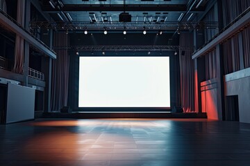 Sharp Picture of Large Stage Screen in the Hall Mockup