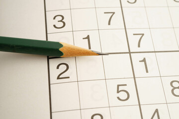 Sudoku puzzle, game to play for keep you brain younger for developing Alzheimer disease in senior...