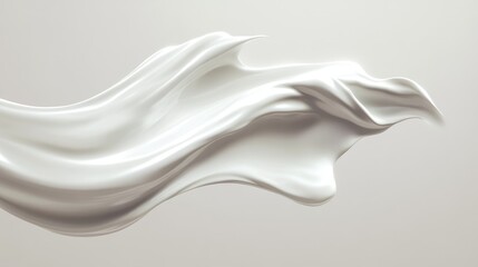 Cosmetic cream smear texture A realistic brush stroke mockup of a white beauty product such as milk mousse or toothpaste creating a smooth swirl or splash for skincare presentations