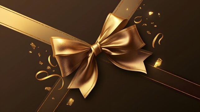 Festive gold bow and ribbon design, representing elegance and premium gift-wrapping visuals