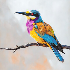 Fototapeta premium A colorful bird is perched on a branch