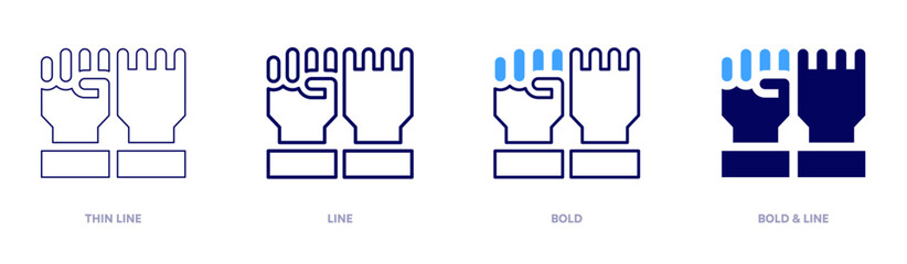 Fist gesture icon in 4 different styles. Thin Line, Line, Bold, and Bold Line. Duotone style. Editable stroke